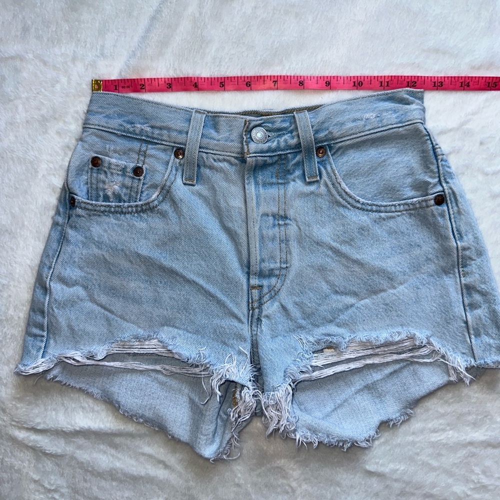 Levi’s 501 Distressed Jean Shorts with Frayed Hem and High Waist